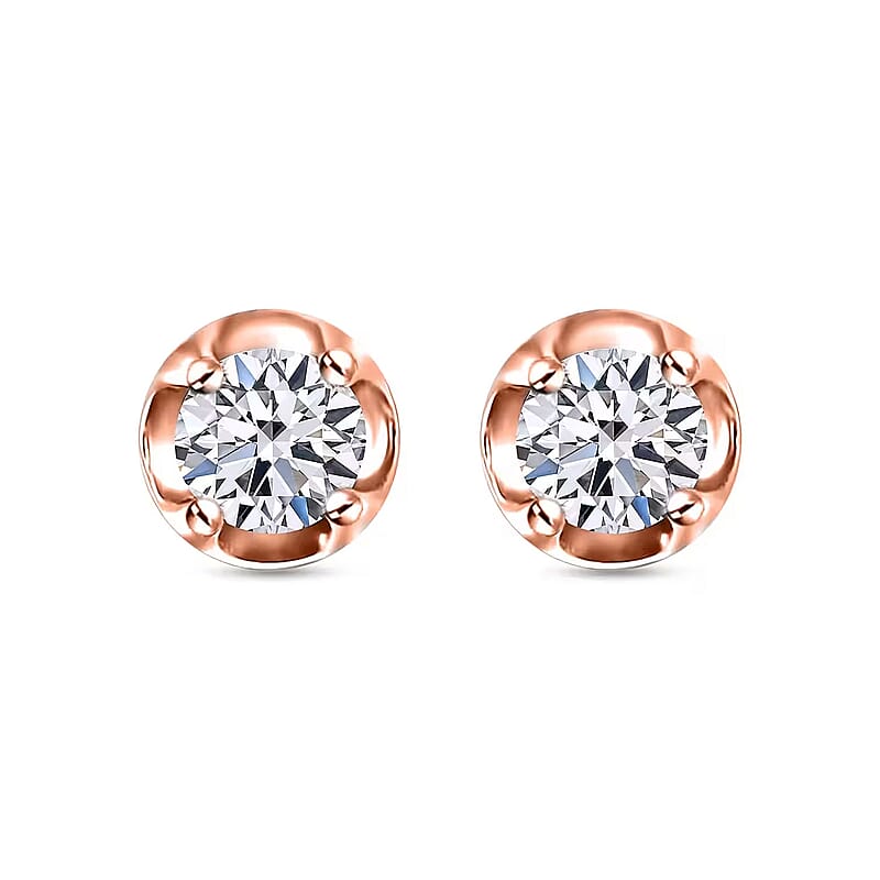 D'Joy Lab Grown Diamond I2 0.20 ctw Earrings in 18K Vermeil Rose Gold Over Sterling Silver