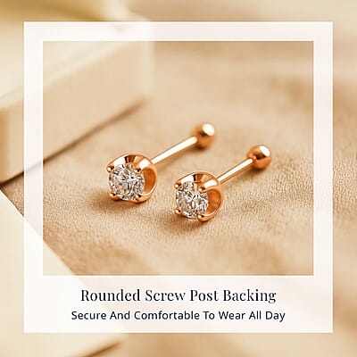 D'Joy Lab Grown Diamond I2 0.20 ctw Earrings in 18K Vermeil Rose Gold Over Sterling Silver