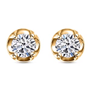 D'Joy Lab Grown Diamond I2 0.20 ctw Stud Earrings in 18K Vermeil Yellow Gold Over Sterling Silver 