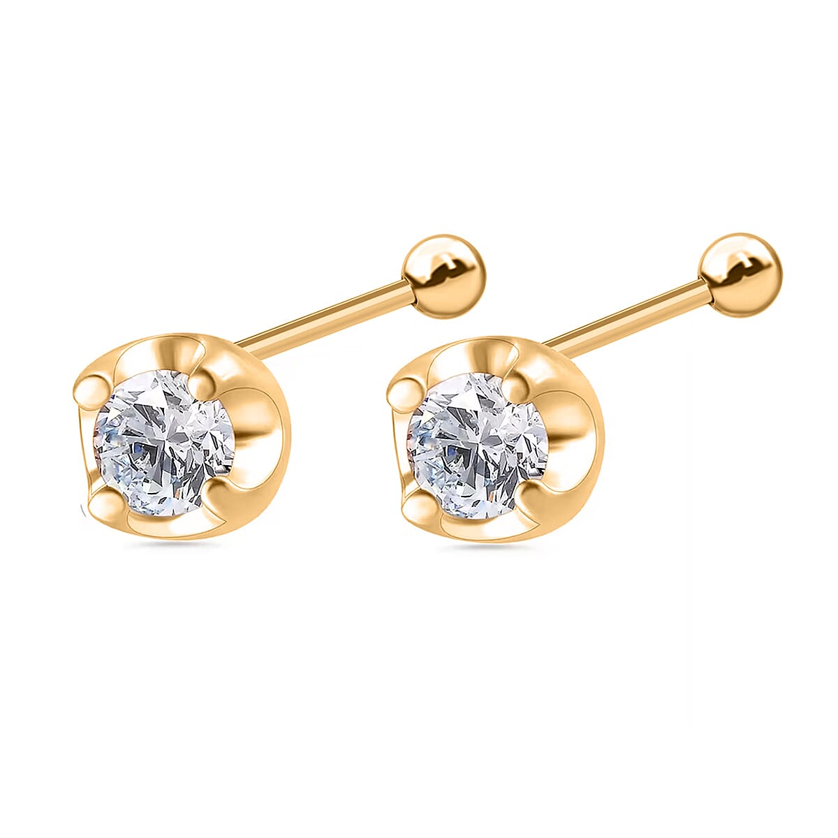 D'Joy Lab Grown Diamond I2 0.20 ctw Stud Earrings in 18K Vermeil Yellow Gold Over Sterling Silver  image number 3