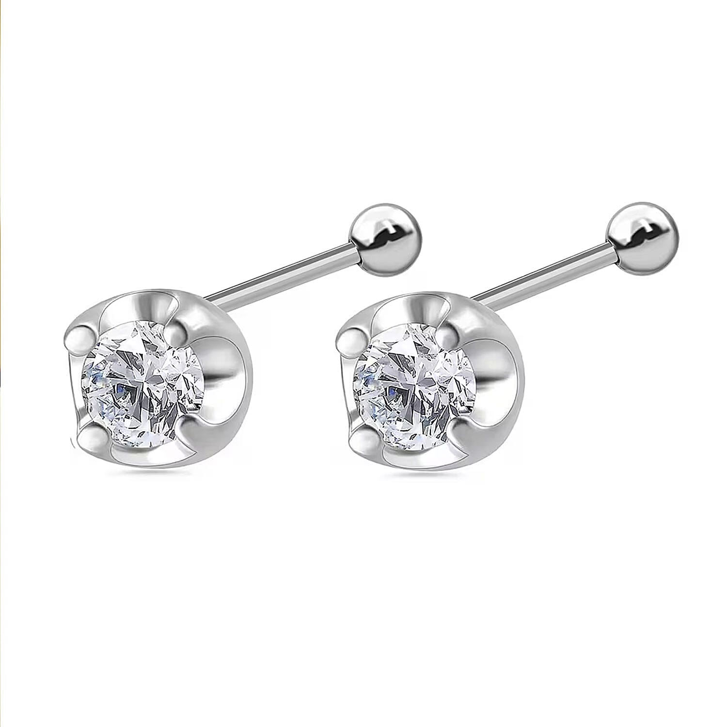 D'Joy Lab Grown Diamond I2 0.20 ctw Stud Earrings in Rhodium Over Sterling Silver 