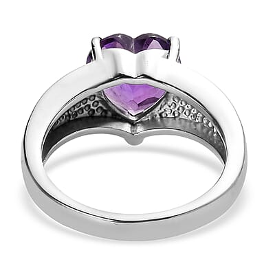 EverTrue African Amethyst Ring in Stainless Steel 3.20 ctw (Size 10.0)