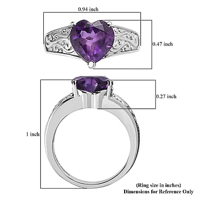 EverTrue African Amethyst Ring in Stainless Steel 3.20 ctw (Size 10.0)