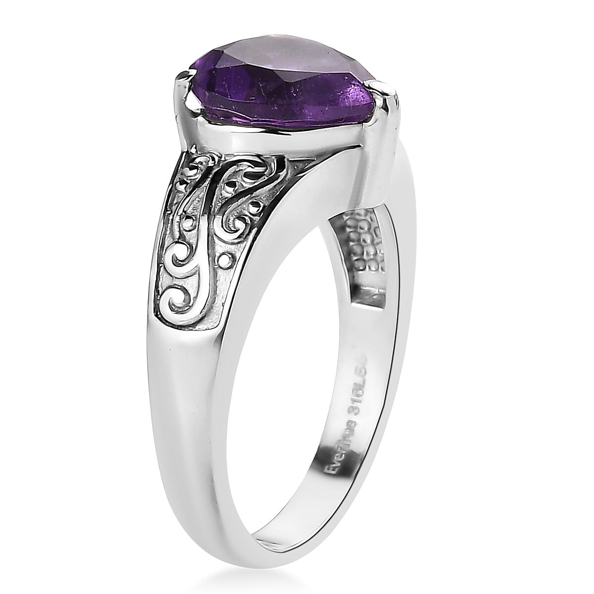EverTrue African Amethyst Ring in Stainless Steel 3.20 ctw (Size 9.0) image number 3