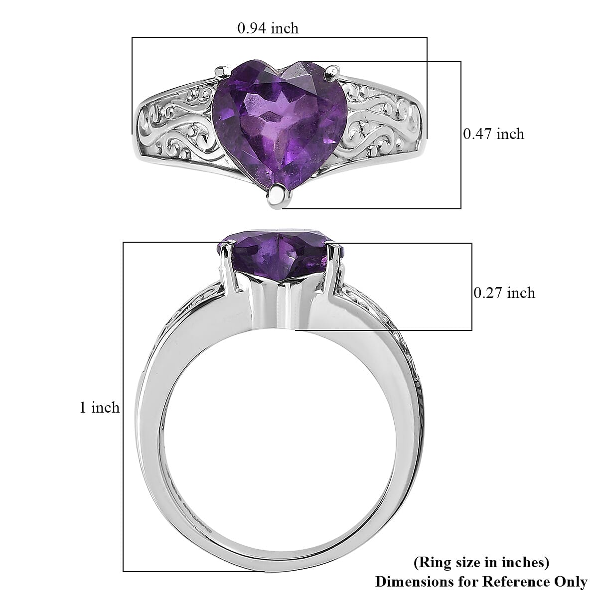 EverTrue African Amethyst Ring in Stainless Steel 3.20 ctw (Size 9.0) image number 5