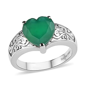 EverTrue Green Onyx 2.90 ctw Ring in Stainless Steel (Size 10.0)