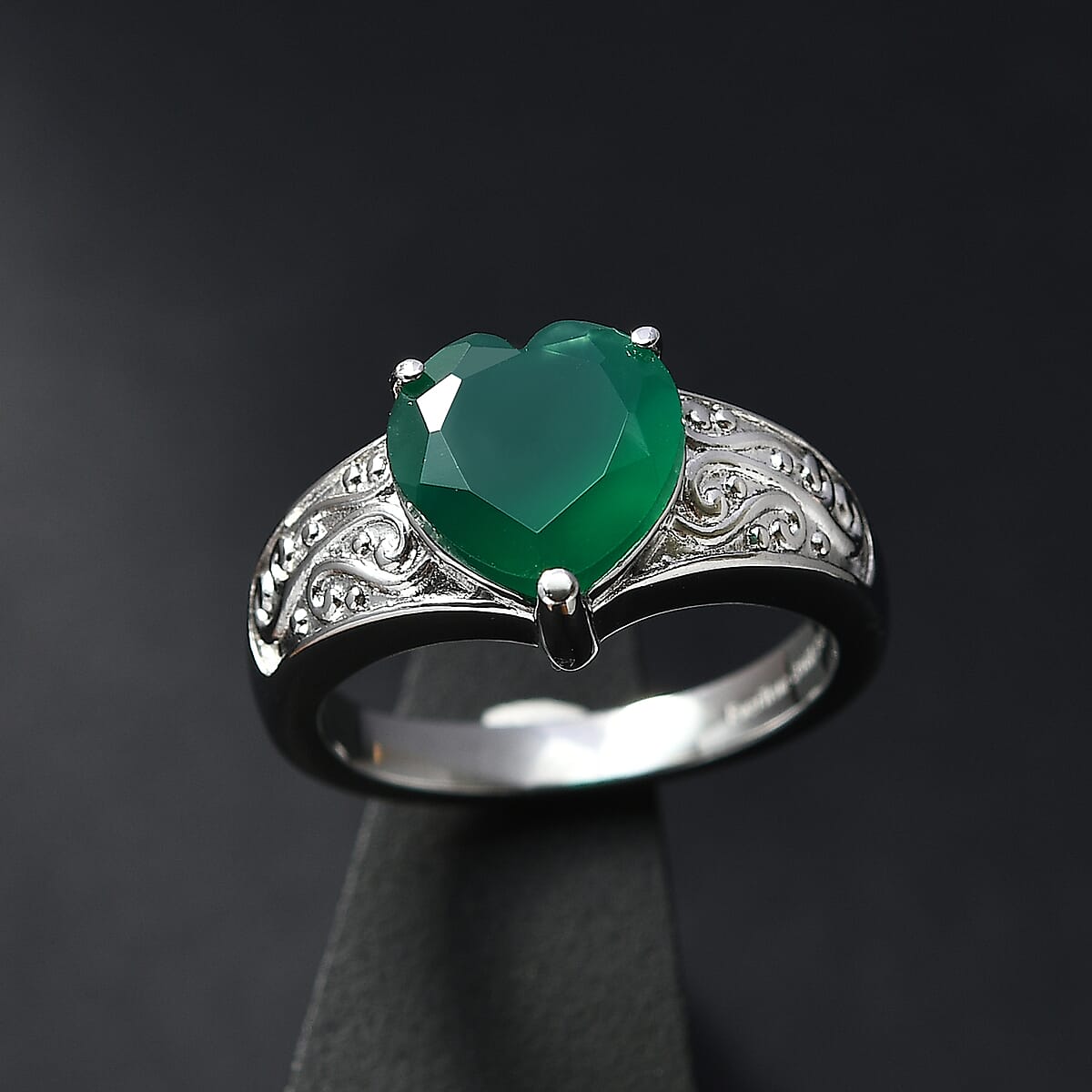 EverTrue Green Onyx 2.90 ctw Ring in Stainless Steel (Size 10.0) image number 1