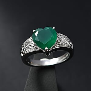 EverTrue Green Onyx Ring in Stainless Steel 2.90 ctw (Size 10.0)