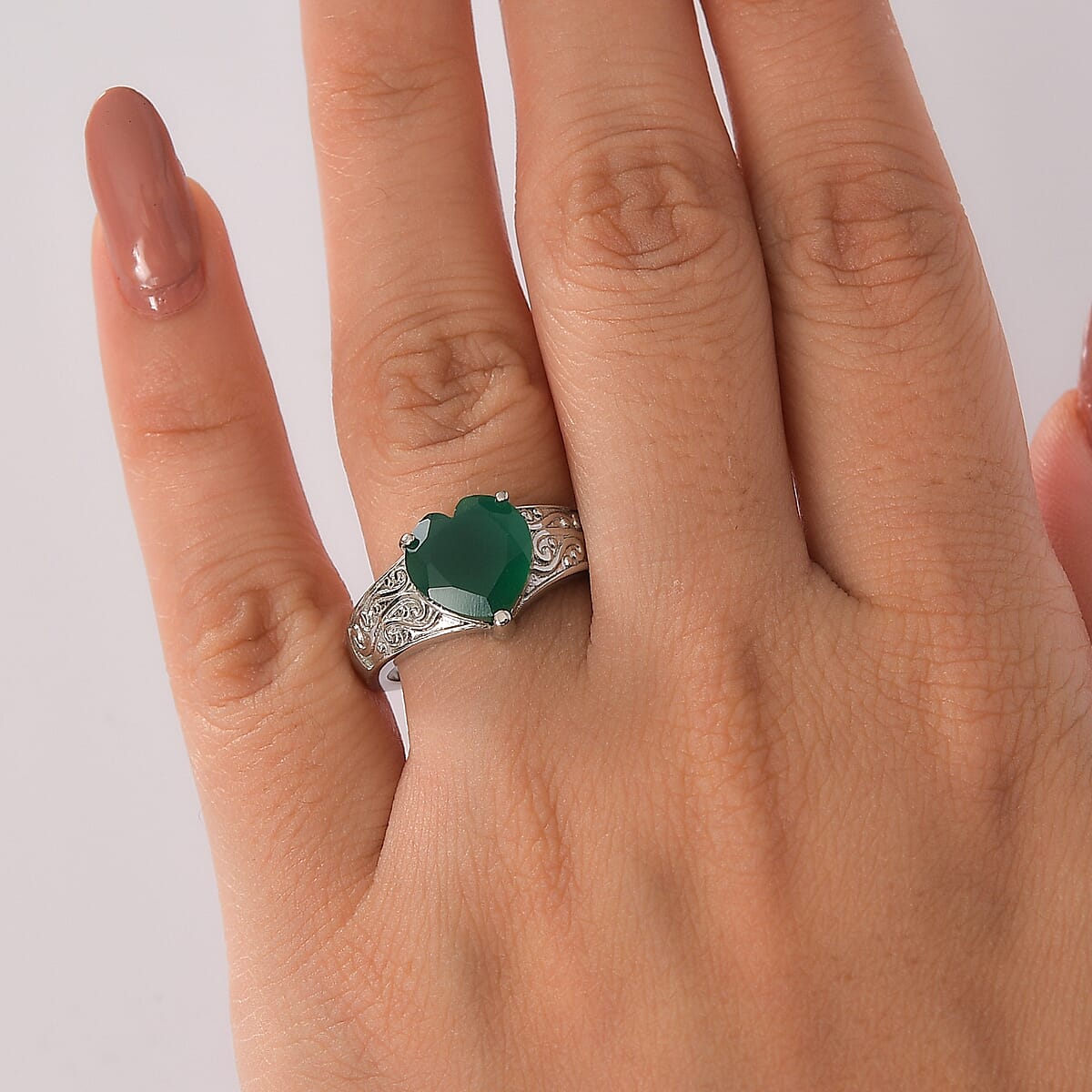 EverTrue Green Onyx 2.90 ctw Ring in Stainless Steel (Size 10.0) image number 2