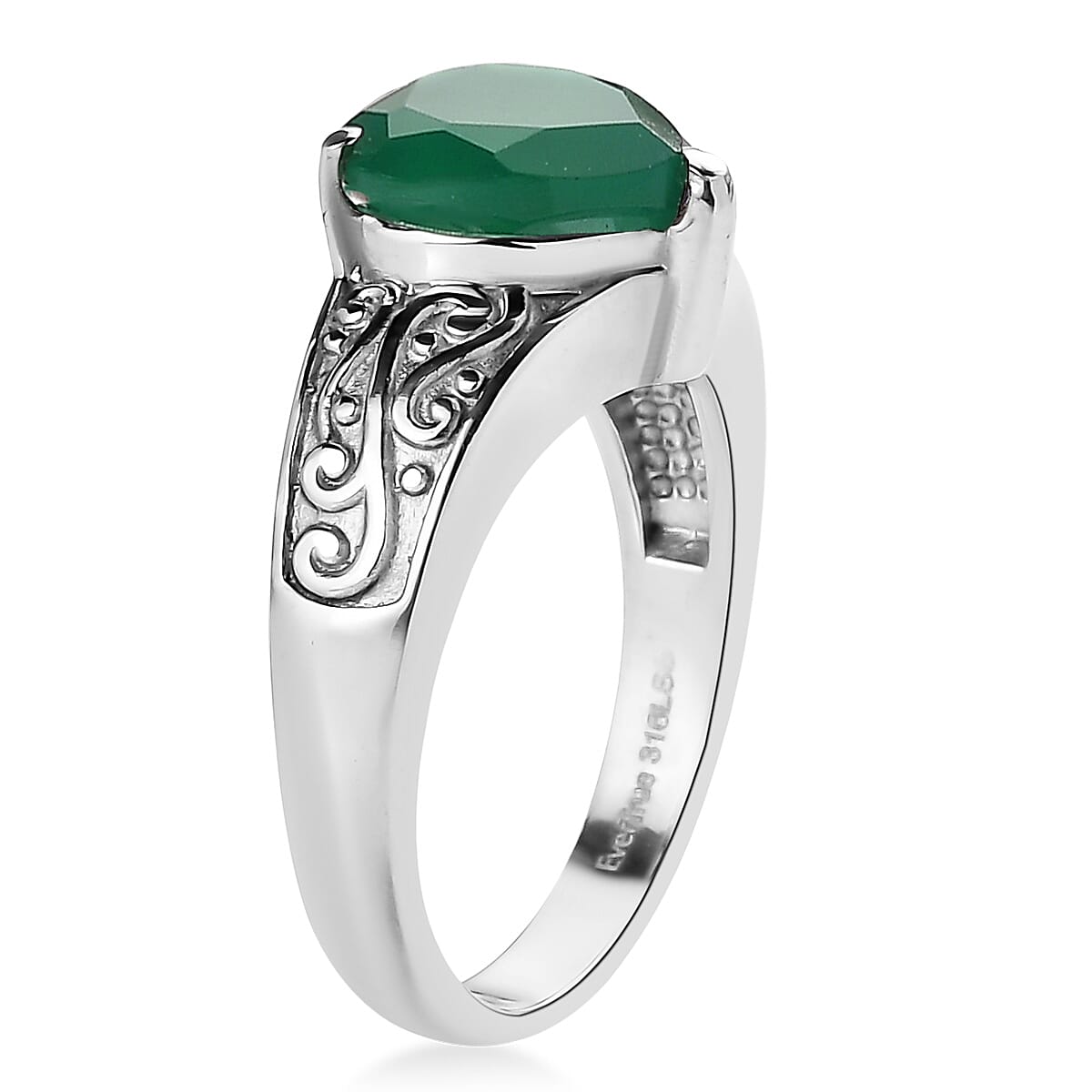 EverTrue Green Onyx 2.90 ctw Ring in Stainless Steel (Size 10.0) image number 3