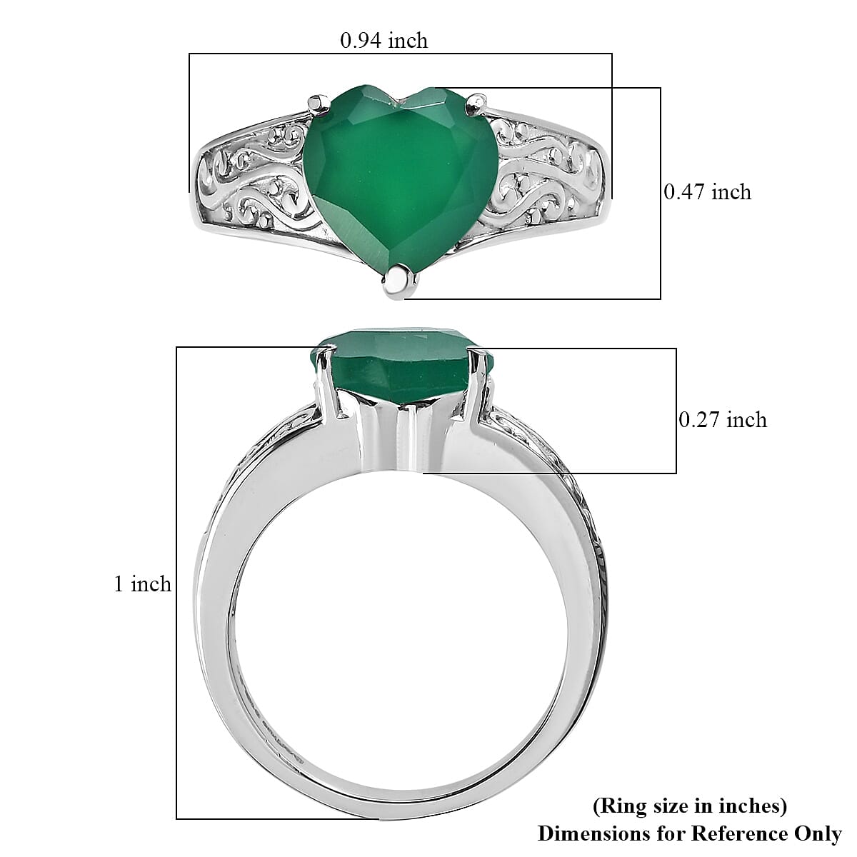 EverTrue Green Onyx 2.90 ctw Ring in Stainless Steel (Size 10.0) image number 5