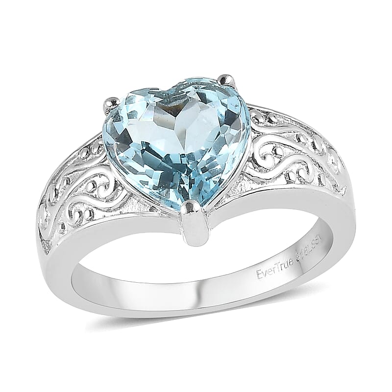 EverTrue Sky Blue Topaz 3.80 ctw Ring in Stainless Steel (Size 10.0)