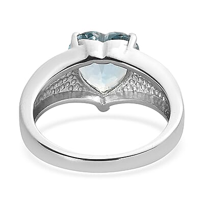 EverTrue Sky Blue Topaz 3.80 ctw Ring in Stainless Steel (Size 10.0)