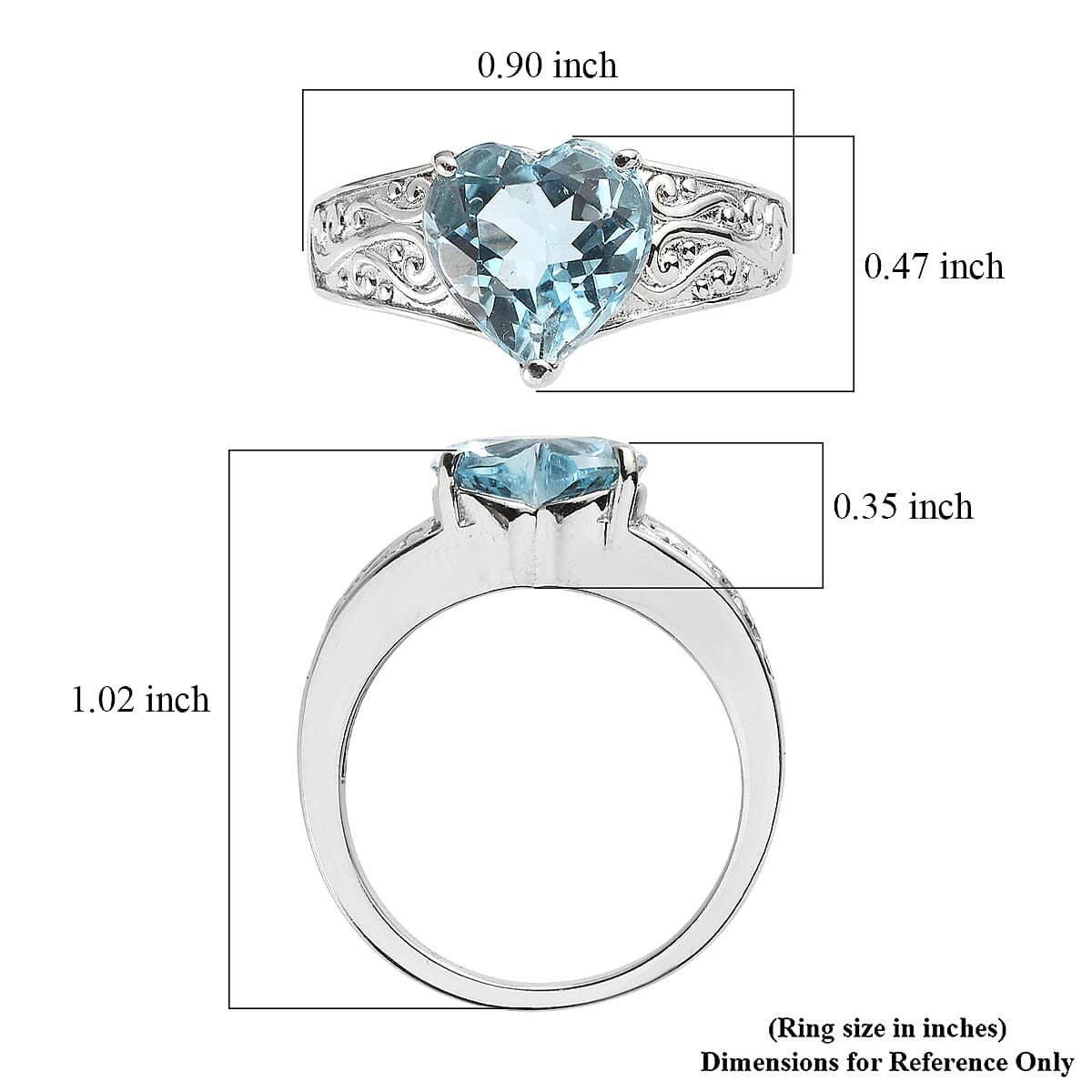 EverTrue Sky Blue Topaz 3.80 ctw Ring in Stainless Steel (Size 10.0)