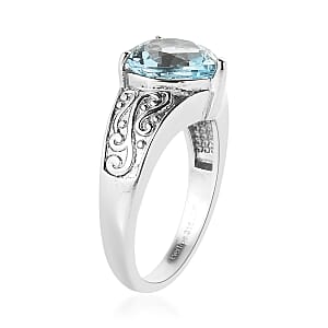 EverTrue Sky Blue Topaz 3.80 ctw Ring in Stainless Steel (Size 5.0)