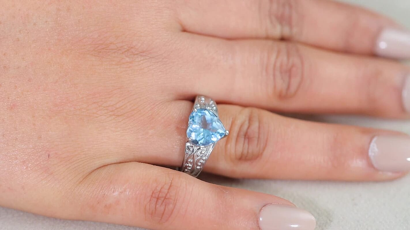 EverTrue Sky Blue Topaz Ring in Stainless Steel (Size 10.0) 3.80 ctw
