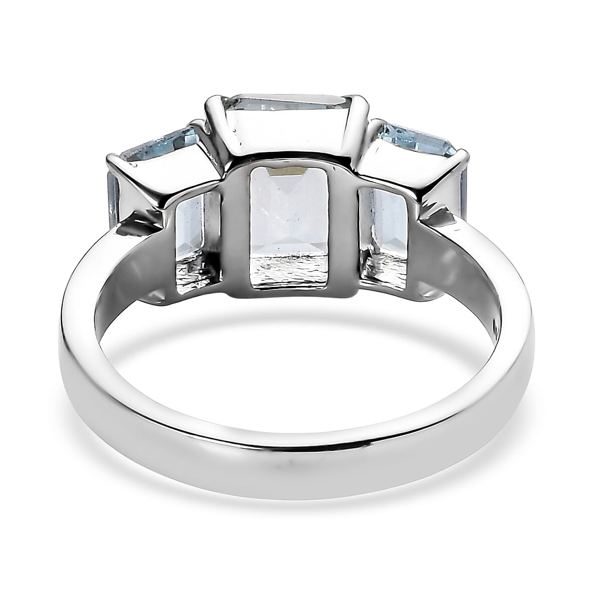 EverTrue Sky Blue Topaz 5.60 ctw 3 Stone Ring in Stainless Steel (Size 6.0) image number 4