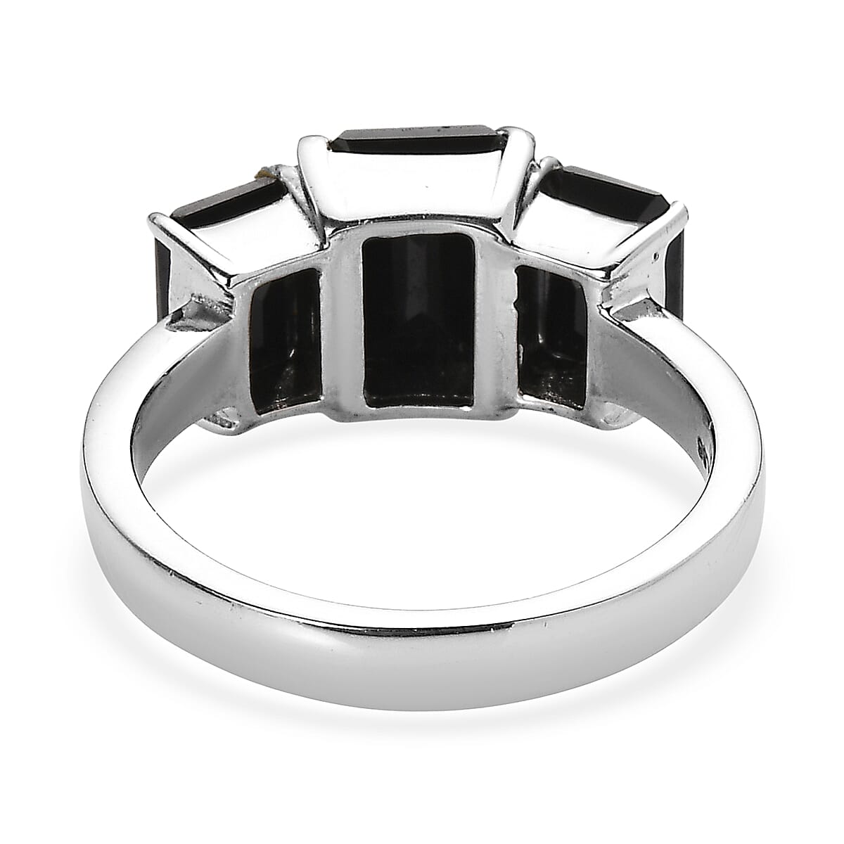 EverTrue Thai Black Spinel 5.50 ctw 3 Stone Ring in Stainless Steel (Size 8.0)  image number 4
