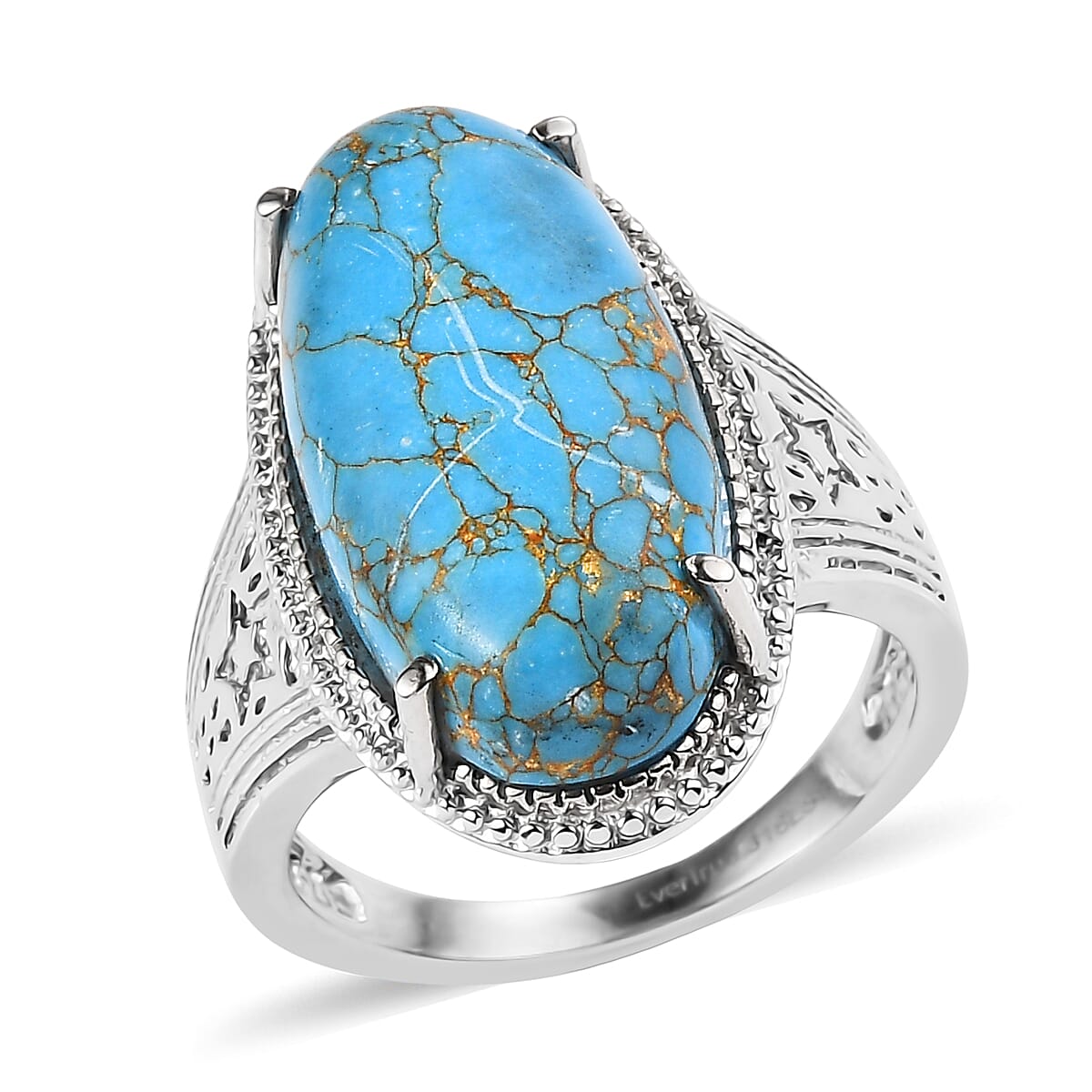 EverTrue Mojave Blue Turquoise 11.85 ctw Solitaire Ring in Stainless Steel (Size 10.0) image number 0