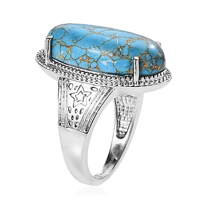 EverTrue Mojave Blue Turquoise 11.85 ctw Solitaire Ring in Stainless Steel (Size 10.0)