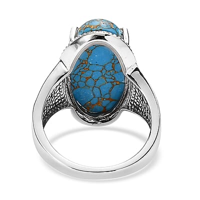 EverTrue Mojave Blue Turquoise 11.85 ctw Solitaire Ring in Stainless Steel (Size 10.0)