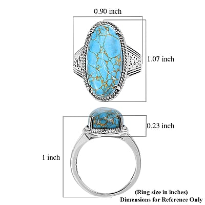 EverTrue Mojave Blue Turquoise 11.85 ctw Solitaire Ring in Stainless Steel (Size 10.0)