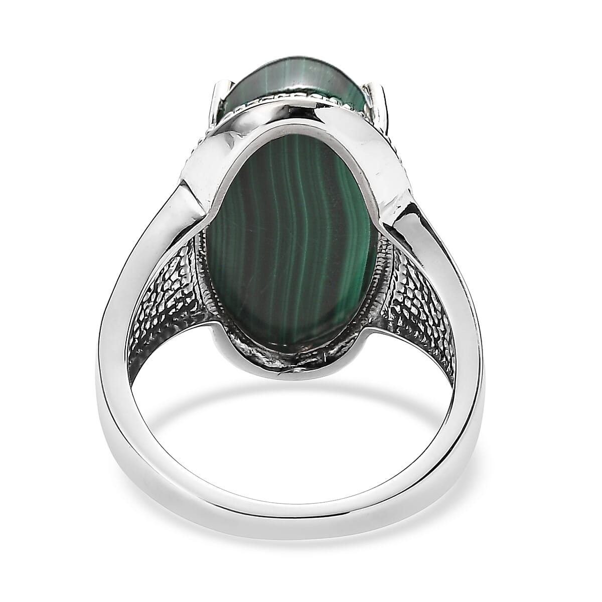 EverTrue African Malachite 17.20 ctw Solitaire Ring in Stainless Steel (Size 10.0) image number 4