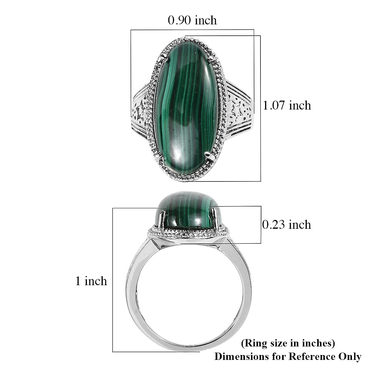EverTrue African Malachite 17.20 ctw Solitaire Ring in Stainless Steel (Size 10.0) image number 5