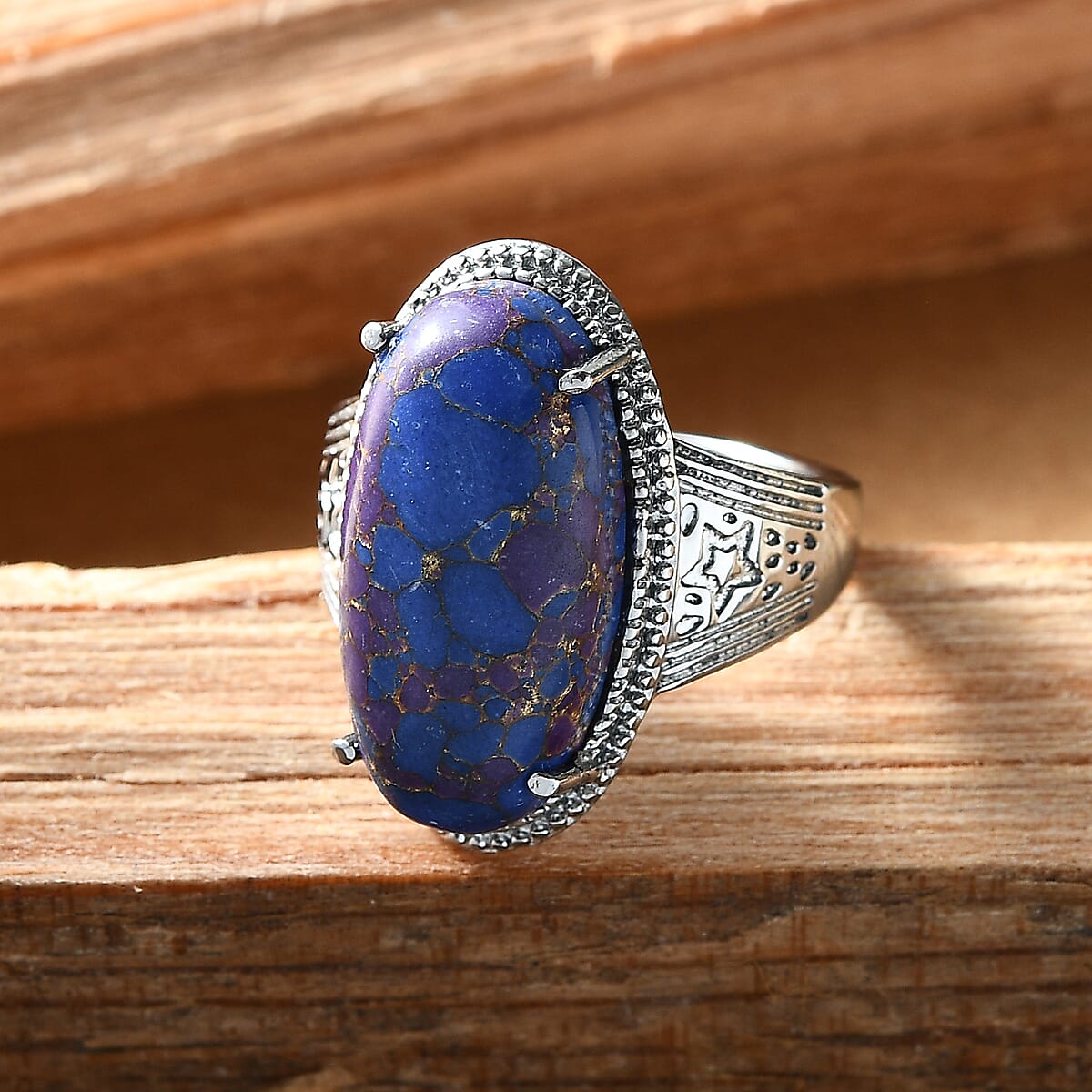 EverTrue Mojave Purple Turquoise 11.80 ctw Solitaire Ring in Stainless Steel (Size 9.0) image number 1