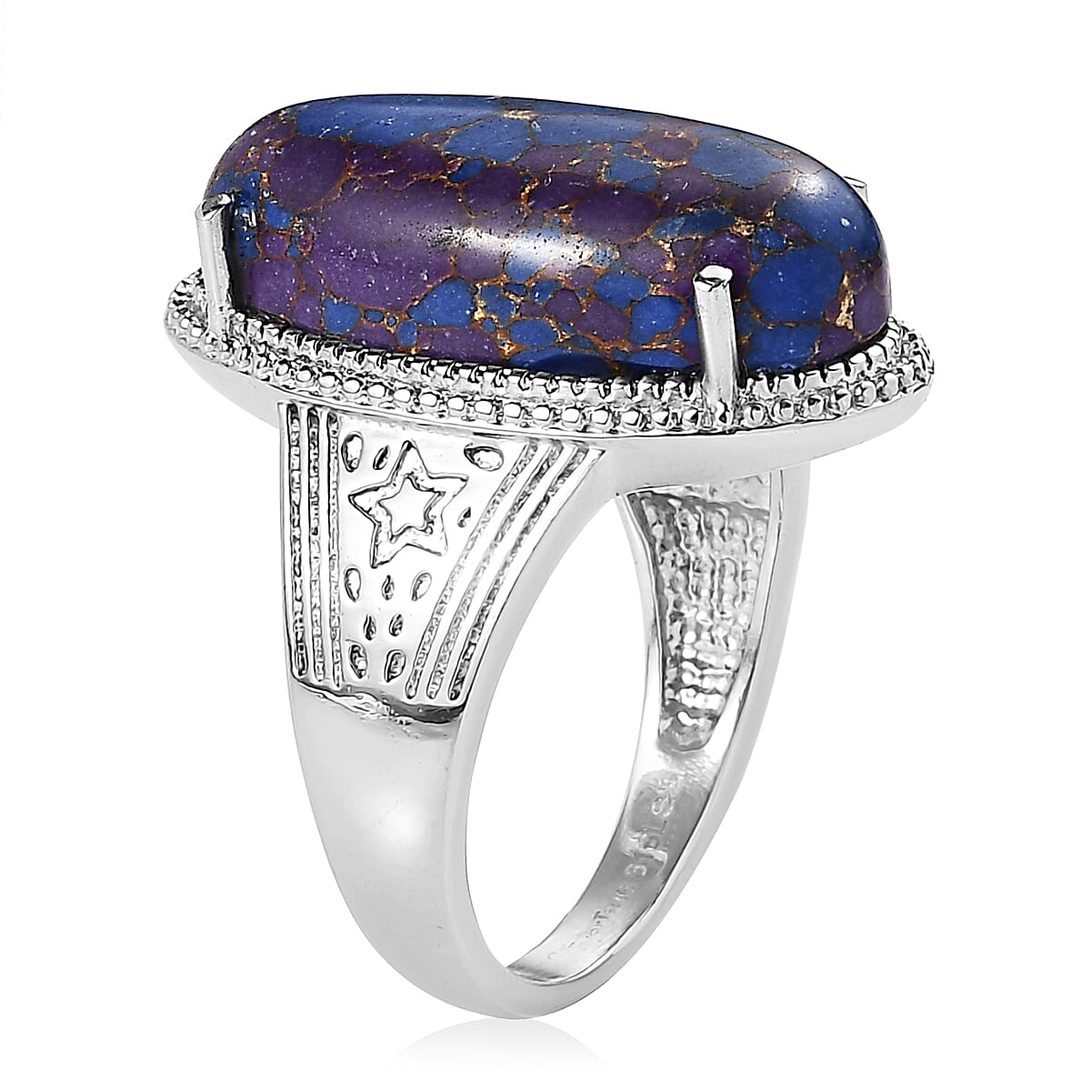 EverTrue Mojave Purple Turquoise 11.80 ctw Solitaire Ring in Stainless Steel (Size 9.0) image number 3