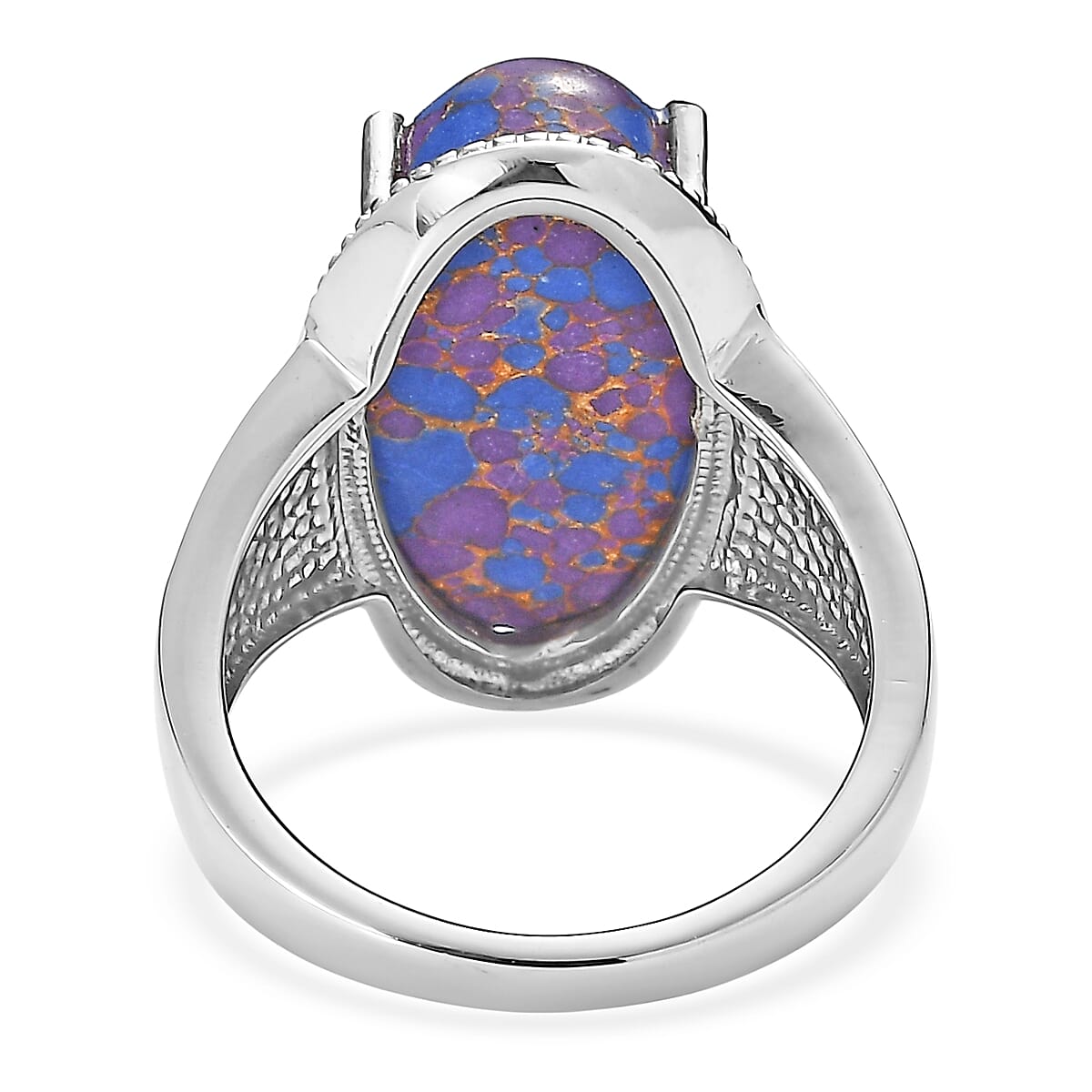 EverTrue Mojave Purple Turquoise 11.80 ctw Solitaire Ring in Stainless Steel (Size 9.0) image number 4
