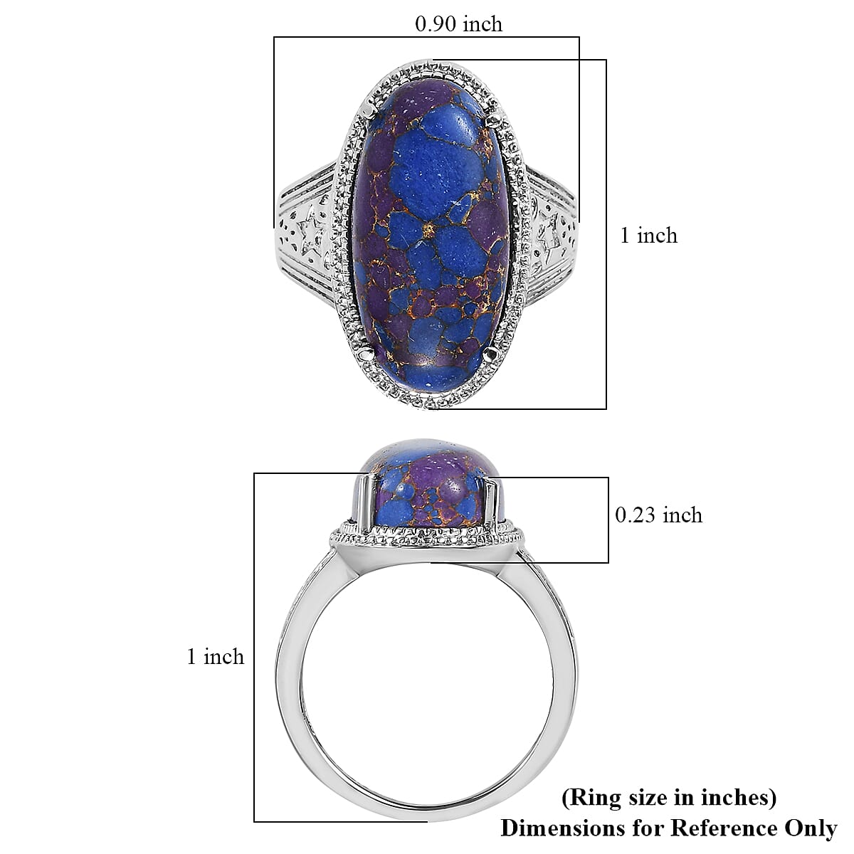 EverTrue Mojave Purple Turquoise 11.80 ctw Solitaire Ring in Stainless Steel (Size 9.0) image number 5