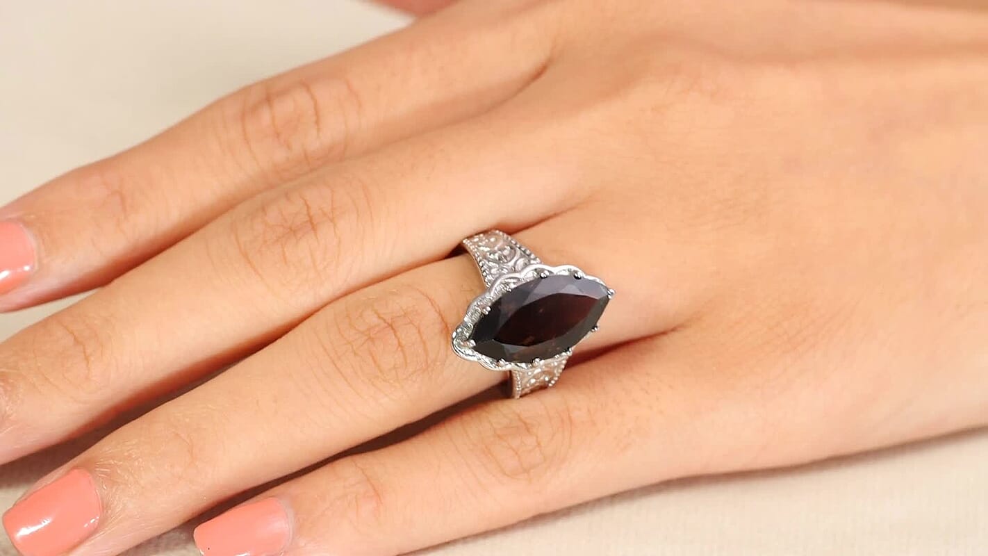 EverTrue Brazilian Smoky Quartz 6.60 ctw Solitaire Ring in Stainless Steel (Size 10.0)