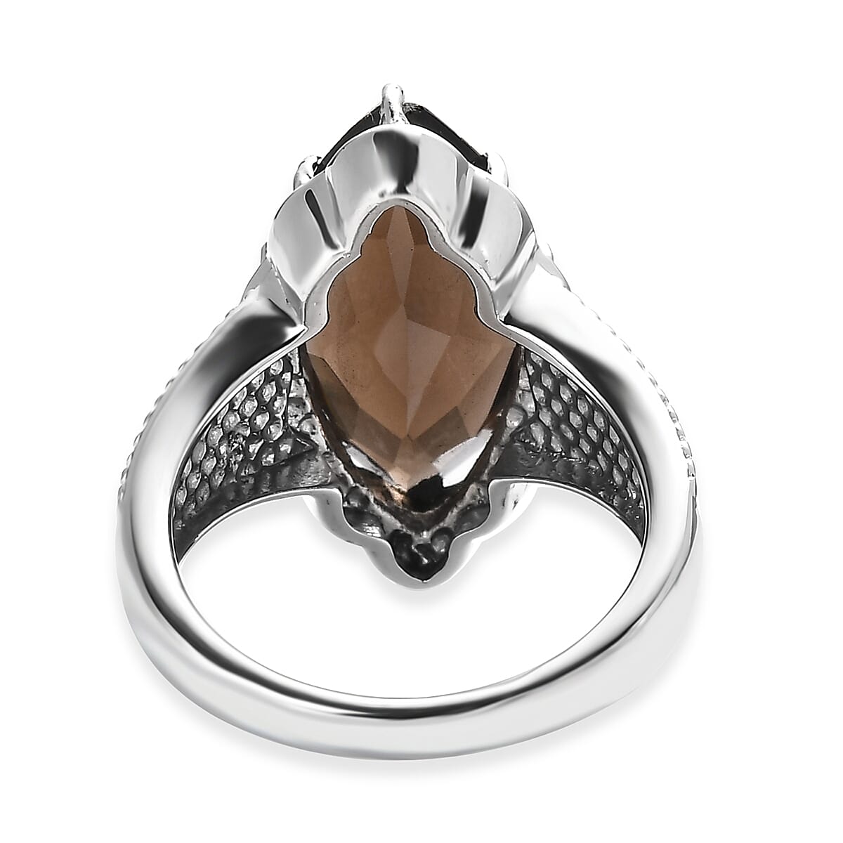 EverTrue Brazilian Smoky Quartz 6.60 ctw Solitaire Ring in Stainless Steel (Size 10.0) image number 4