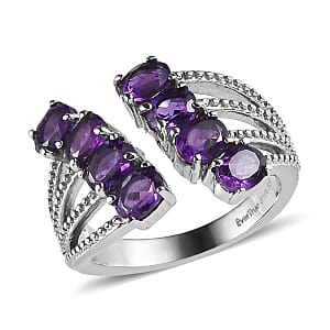 EverTrue African Amethyst 2.60 ctw Ring in Stainless Steel (Size 10.0) 