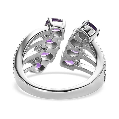 EverTrue African Amethyst 2.60 ctw Ring in Stainless Steel (Size 10.0) 