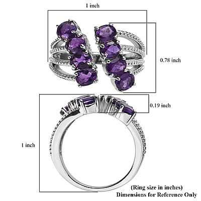 EverTrue African Amethyst 2.60 ctw Ring in Stainless Steel (Size 10.0) 