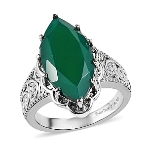 EverTrue Green Onyx 6.90 ctw Solitaire Ring in Stainless Steel (Size 10.0)
