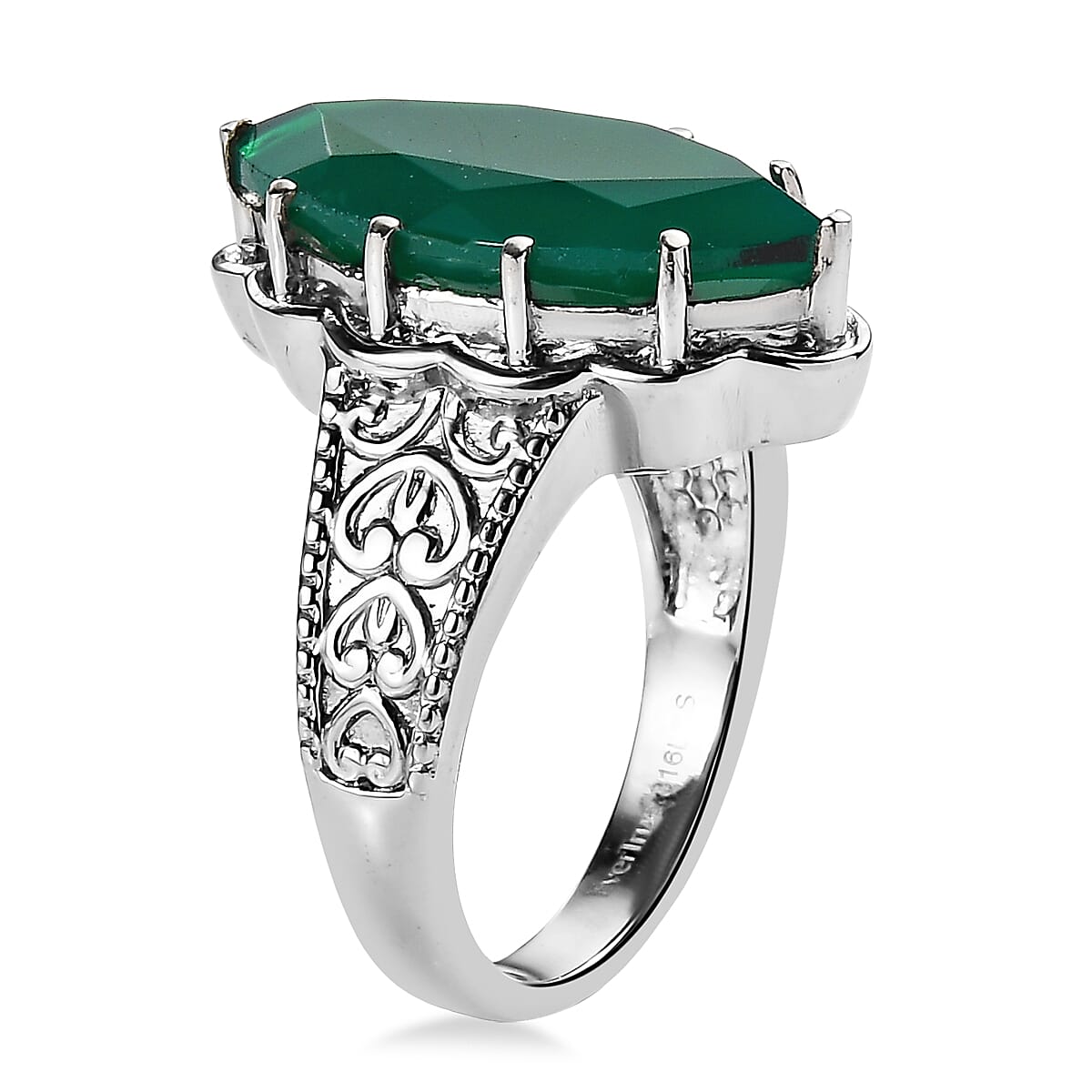 EverTrue Green Onyx 6.90 ctw Solitaire Ring in Stainless Steel (Size 10.0) image number 3