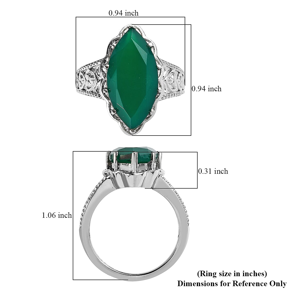 EverTrue Green Onyx 6.90 ctw Solitaire Ring in Stainless Steel (Size 10.0) image number 5