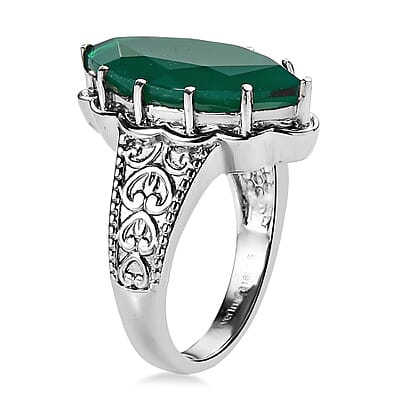 EverTrue Green Onyx 6.90 ctw Solitaire Ring in Stainless Steel (Size 11.0)