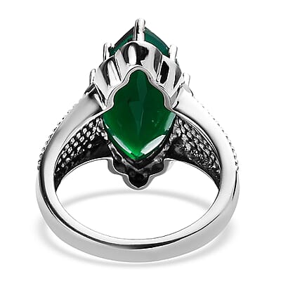 EverTrue Green Onyx 6.90 ctw Solitaire Ring in Stainless Steel (Size 11.0)