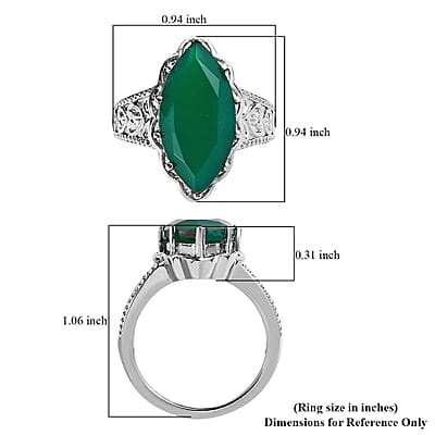 EverTrue Green Onyx 6.90 ctw Solitaire Ring in Stainless Steel (Size 11.0)