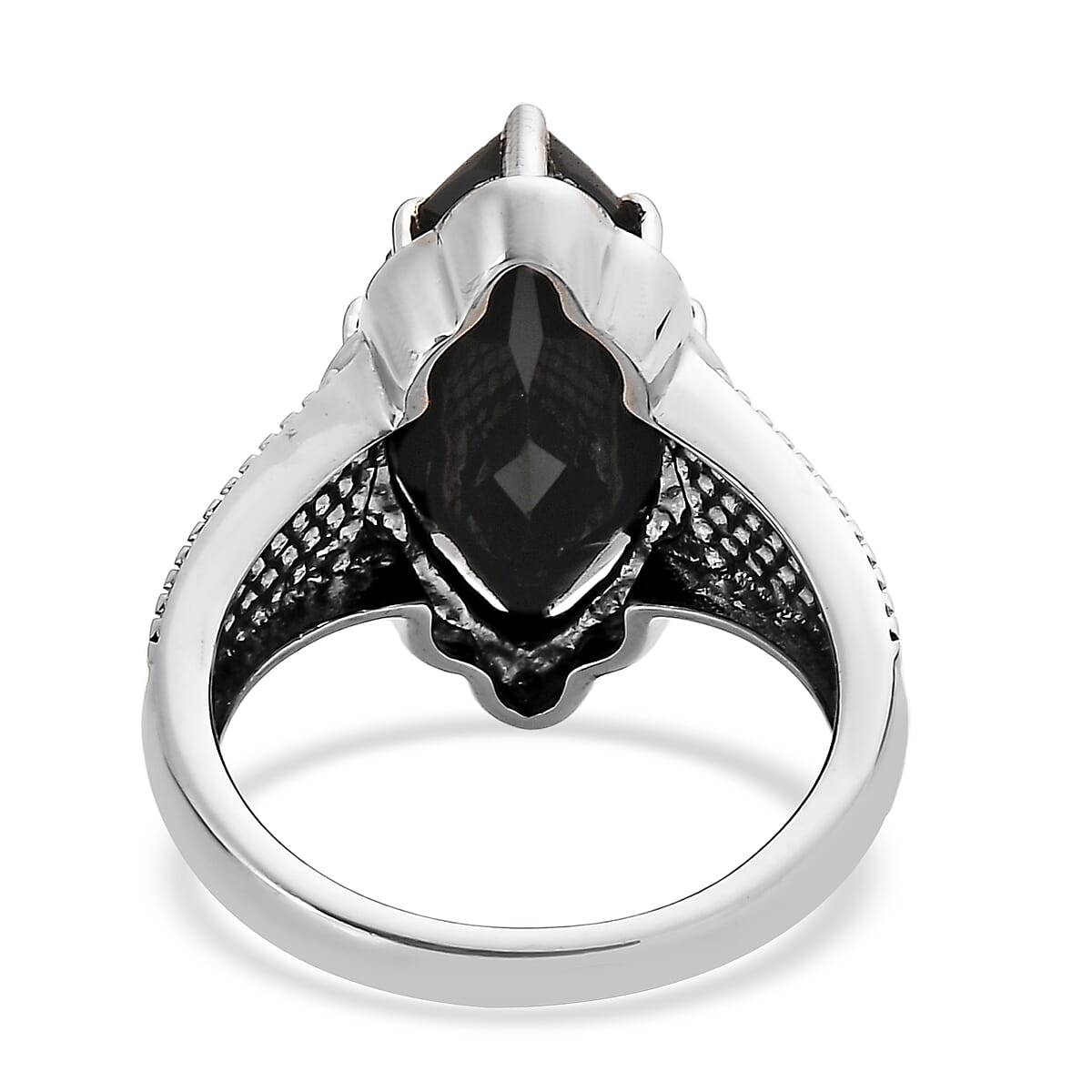 EverTrue Thai Black Spinel 8.30 ctw Ring in Stainless Steel (Size 10.0)  image number 4