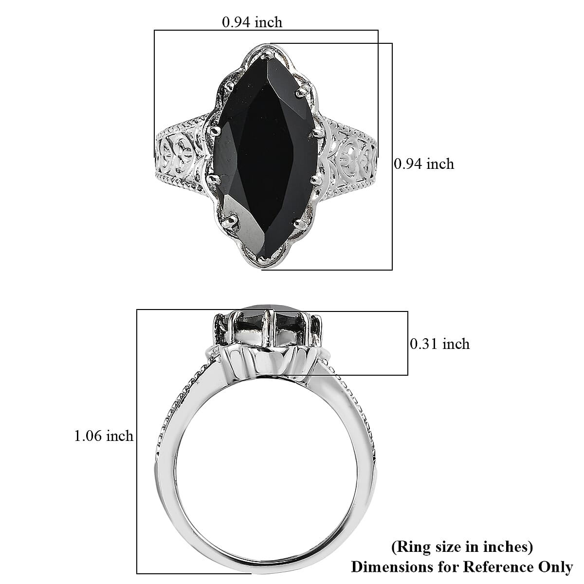 EverTrue Thai Black Spinel 8.30 ctw Ring in Stainless Steel (Size 10.0)  image number 5