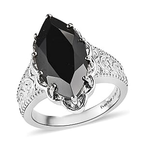 EverTrue Thai Black Spinel 8.30 ctw Ring in Stainless Steel (Size 8.0) 