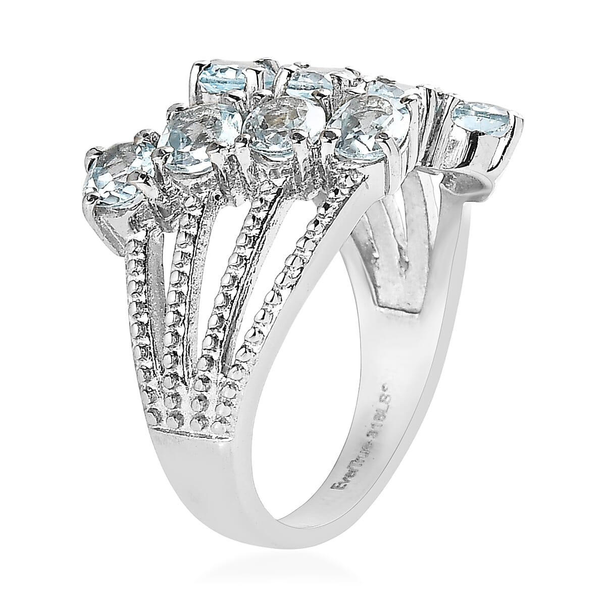 EverTrue Sky Blue Topaz 3.40 ctw Ring in Stainless Steel (Size 11.0) image number 3