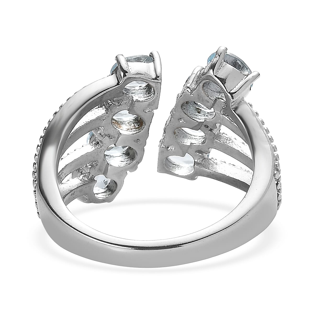 EverTrue Sky Blue Topaz 3.40 ctw Ring in Stainless Steel (Size 11.0) image number 4