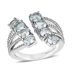 EverTrue Sky Blue Topaz 3.40 ctw Ring in Stainless Steel (Size 8.0)