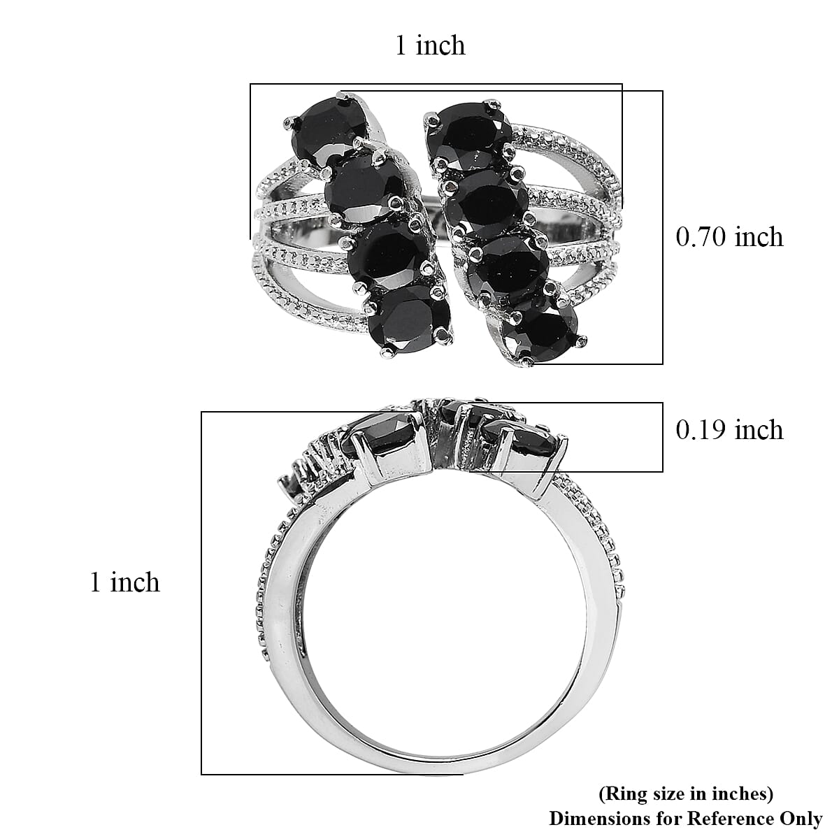 EverTrue Thai Black Spinel 4.30 ctw Ring in Stainless Steel (Size 10.0)  image number 5